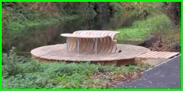 Bent Wood Bench And Deck