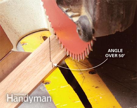 Cutting large angles with a miter saw