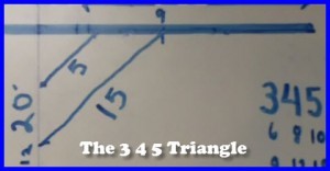 Using te 3 4 5 triangle to lay out square lines