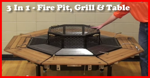 3 in one fire pit grill and table