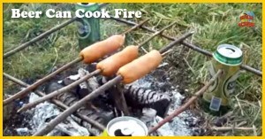 How To Build A Campfire Cooking Spit With Beer Cans